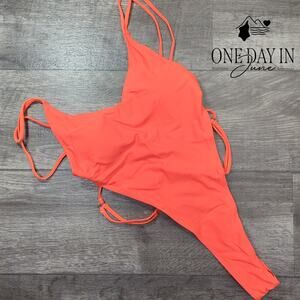 Oyoangle High Cut Open Back Thong One Piece Swimsuit Size S